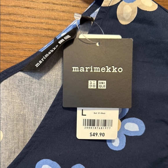 Marimekko Blue and White Sleeveless A-Line Midi Dress - Picture 4 of 5